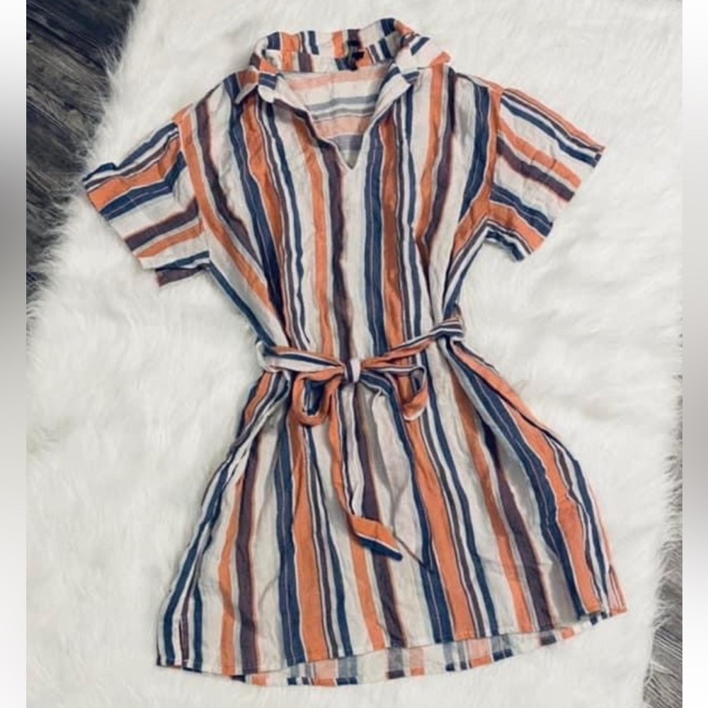 Shinestar Striped Short Sleeve shirt dress size small
